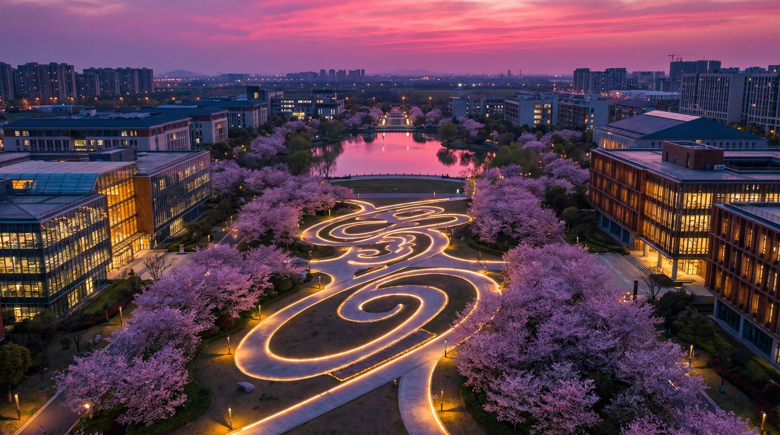 芒果视频传媒航拍校园夜景传媒